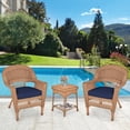 thumbnail image 2 of Jeco Ensemble de Conversation pour Patio en Résine Osier 3 Pcs, Miel et Bleu, 2 of 10
