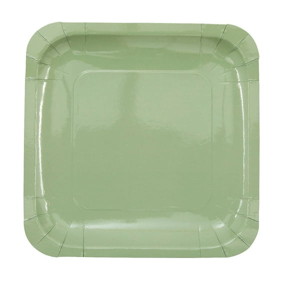 9" Sage Green Square Paper Dinner Plates - 24 count