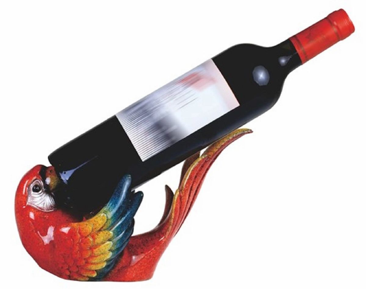FC Design 9"W Red Parrot Wine Rack Bottle Holder Dining Room Decoration