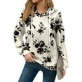 thumbnail image 3 of Hoodies For Women Oversized Winter Cute Sweatshirts Pullover Trendy Fall Clothes, Retro Geometric Print Lightweight Design without Pockets for Fall Winter Comfort,Khaki,S, 3 of 8
