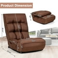 thumbnail image 4 of Giantex Chaise Longue de Sol Pliable, Chaise de Jeu avec Appui-Tête Réglable à 5 Positions et Dossier Réglable à 4 Positions, Sofa Inclinable Paresseux d'Intérieur, Café, 4 of 8