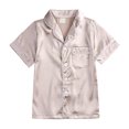 thumbnail image 4 of eczipvz Girls Pajamas Satin Pajama Set Silk Pjs Short Sleeve Sleepwear Loungewear Clothes Set Light Pink 13-14 Years, 4 of 6