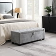 thumbnail image 2 of Ottoman with Storage, Upholstered Bench with Button Tufting and Safety Hinge, Solid Wood Frame for Bedroom Living Room Entryway, Light Grey, 2 of 9