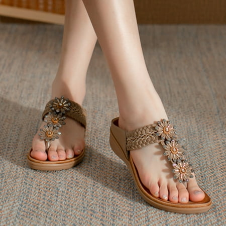 

Cathalem Women Toe Fringe Slipper Fish Mouth Platform Multicolor Embroidered Sandals Slippers Life Strides Women Sandals Khaki 7.5