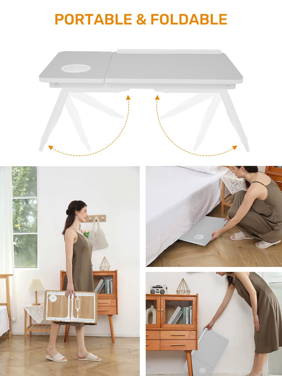 Lap Desk For Couch/sofa/floor  5-angle Adjustable Bed With Foldable &cup Holder Light Weight Tray Table Writing/eating/reading Portable Laptop Stand Adults