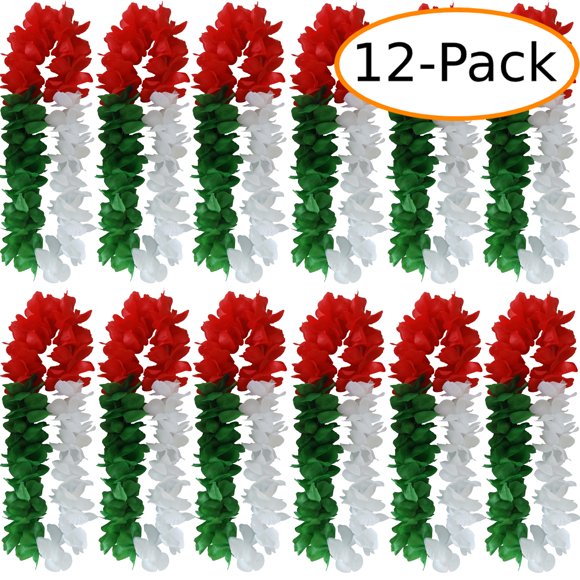 Tricolor Leis Green/White/Red Hawaiian Leis