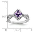 thumbnail image 4 of Auriga 925 Sterling Silver Rhodium-plated Amethyst and Diamond Ring for Women Size- 7, 4 of 6