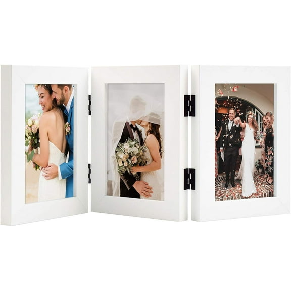 Golden State Art 4x6 Trifold Hinged Family Collage Picture Frame, White, 1-Pack