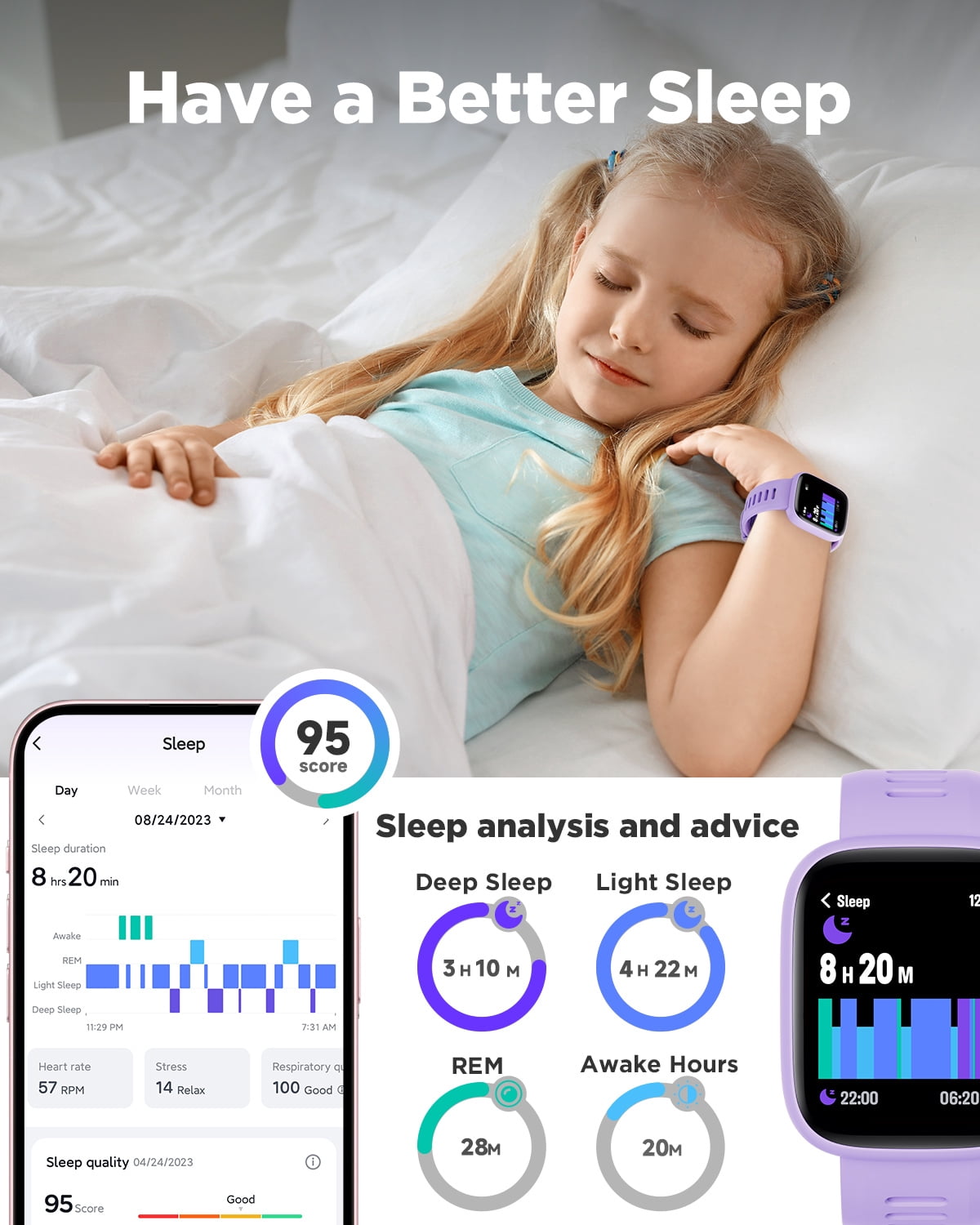 BIGGERFIVE Smart Watch for Kids, 1.8" Fitness Tracker Watch Pedometer, IP68 Waterproof, Sleep Monitor, Calorie Step Counter, 5 Puzzle Games with/Without APP for Girls Teens 5-16
