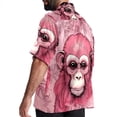 thumbnail image 3 of Pink Monkey Gorilla Men's Short Sleeve Spread Collar Poplin Button Down Casual Printed Summer Beach Unisex Shirts, 3 of 6