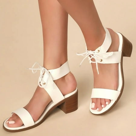 

Women s Comfortable All Match Fish Mouth Thick Heel Ankle Strap High Heel Sandals
