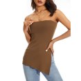 thumbnail image 4 of Gureui Womens Sexy Strapless Tube Top,Off Shoulder Sleeveless Backless Irregular Slit Bandeau Wrap Slim Fit Crop Tops Vest Streetwear, 4 of 9