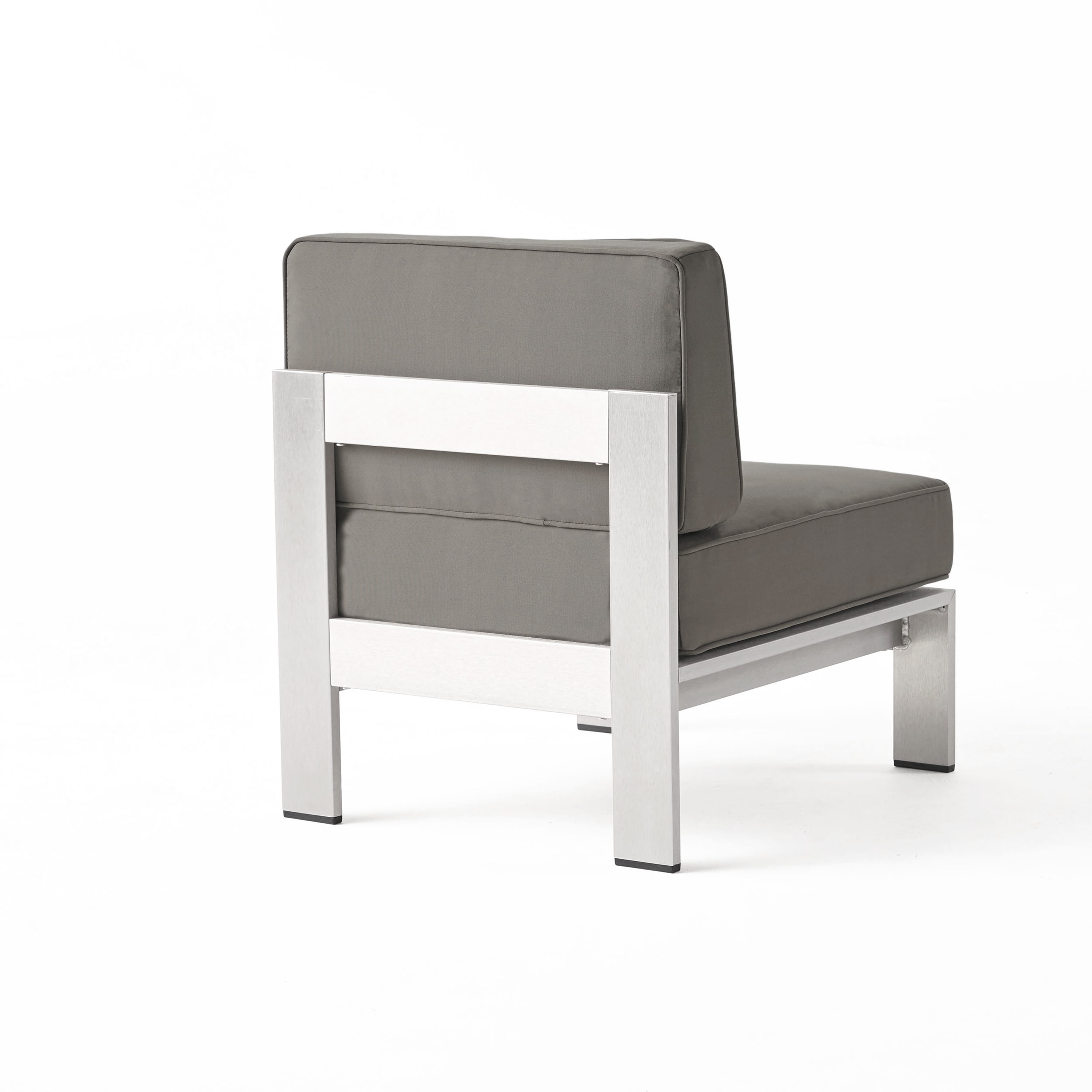 Outdoor Armless Sectional Sofa, Aluminum Frame Modular Couch for Patio Garden, Gray
