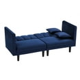 thumbnail image 4 of Velvet Futon Sofa with 2 Pillows, Modern Convertible Recliner Couch with Sturdy Legs and 2 Adjustable Angles, Loveseat Sleeper Sofa for Living Room, Bedroom and Office, Easy Assembly, Navy Blue, 4 of 7