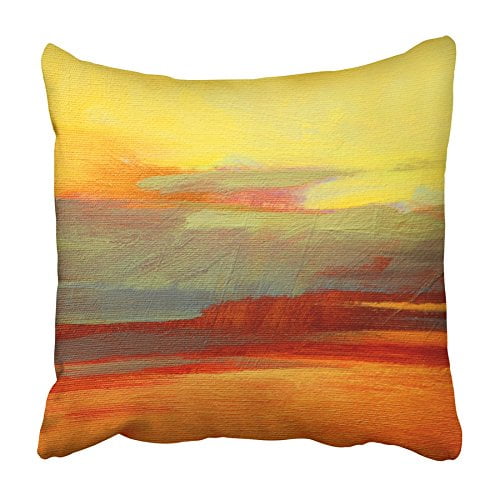 EREHome Brown Artistic Abstract Landscape Oil Painting on Canvas for Interior Modern Pillowcase Cushion Cover 18x18 inch