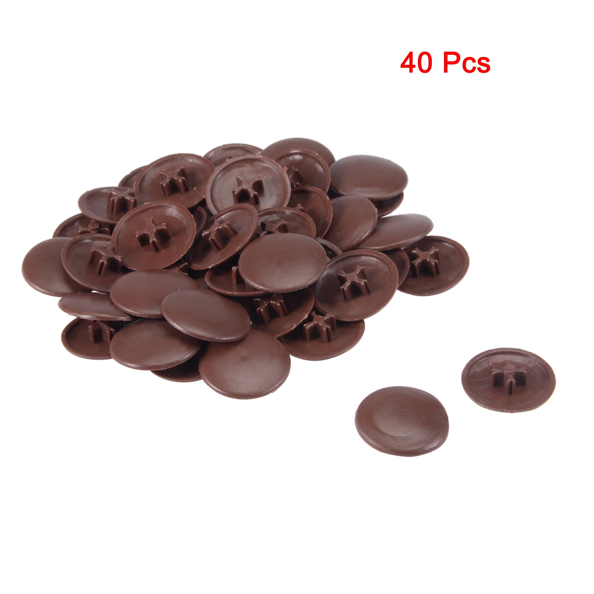 16.5mm Dia Round Shape Plastic Screw Cap Cover Dark Brown 40pcs
