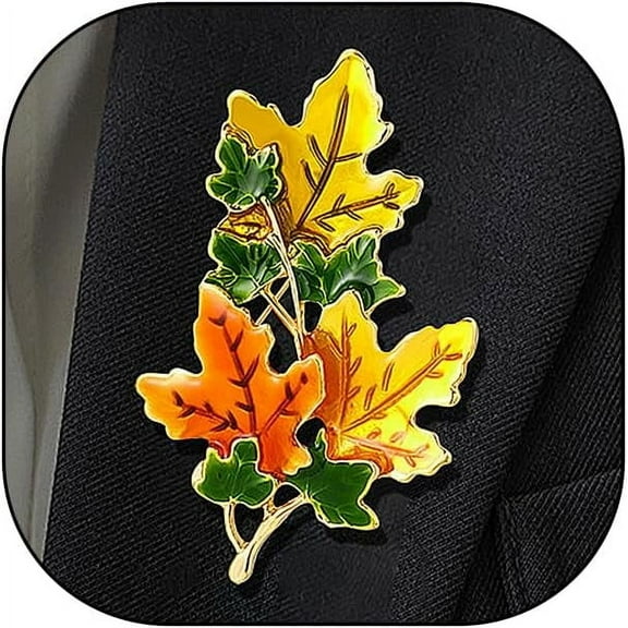Enamel Fall Maple Leaf Brooch, Dainty Drip Oil Autumn Outfits Sweater Hoodie Decoration, Retro Lifelike Plants Thanksgiving Holiday Party Accessories