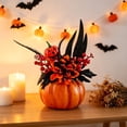 thumbnail image 5 of Fall Artificial Pumpkin Floral Centerpiece with Sunflowers and Skull for Mantel, Table and Halloween Thanksgiving Decor, Harvest Celebration, Table Accent, 5 of 6