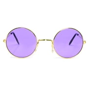 Skeleteen Purple Round Hippie Glasses - Purple 60s Style Hipster Circle Sunglasses - 1 Pair