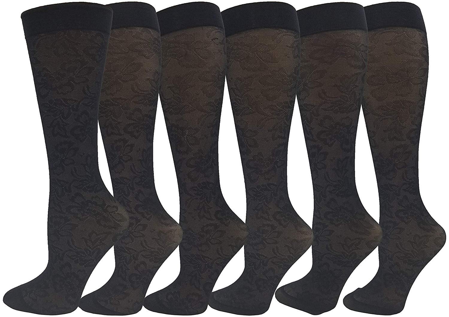 Winterlace Women’s Trouser Socks, 6 Pairs, Opaque Stretchy Nylon Knee