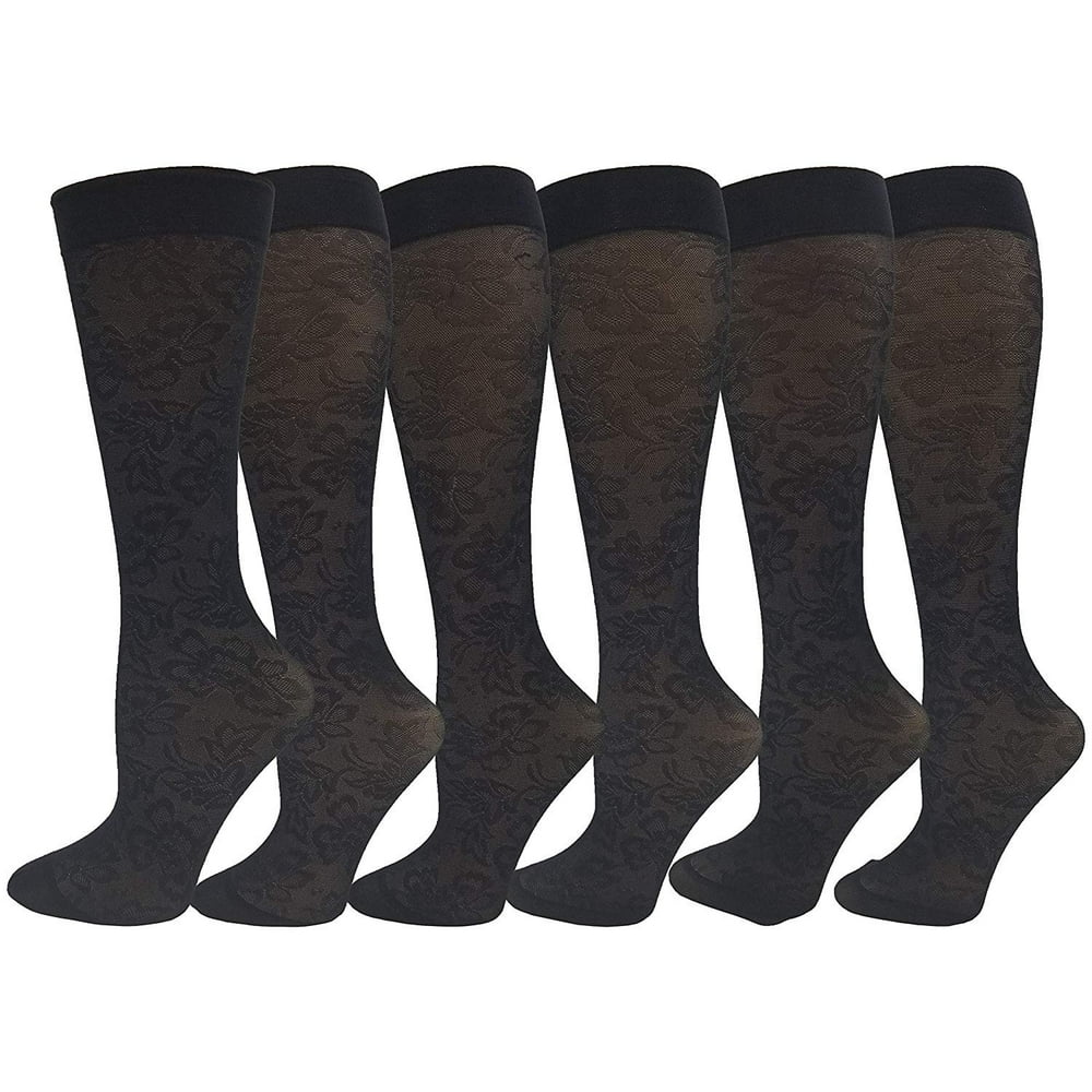 Winterlace Women’s Trouser Socks, 6 Pairs, Opaque Stretchy Nylon Knee