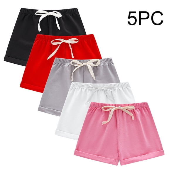 Babcutegg Toddler Boys Girls Summer Shorts 5-Pack – Cotton Casual Kids Shorts for 1-9 Years Pink Size 2T
