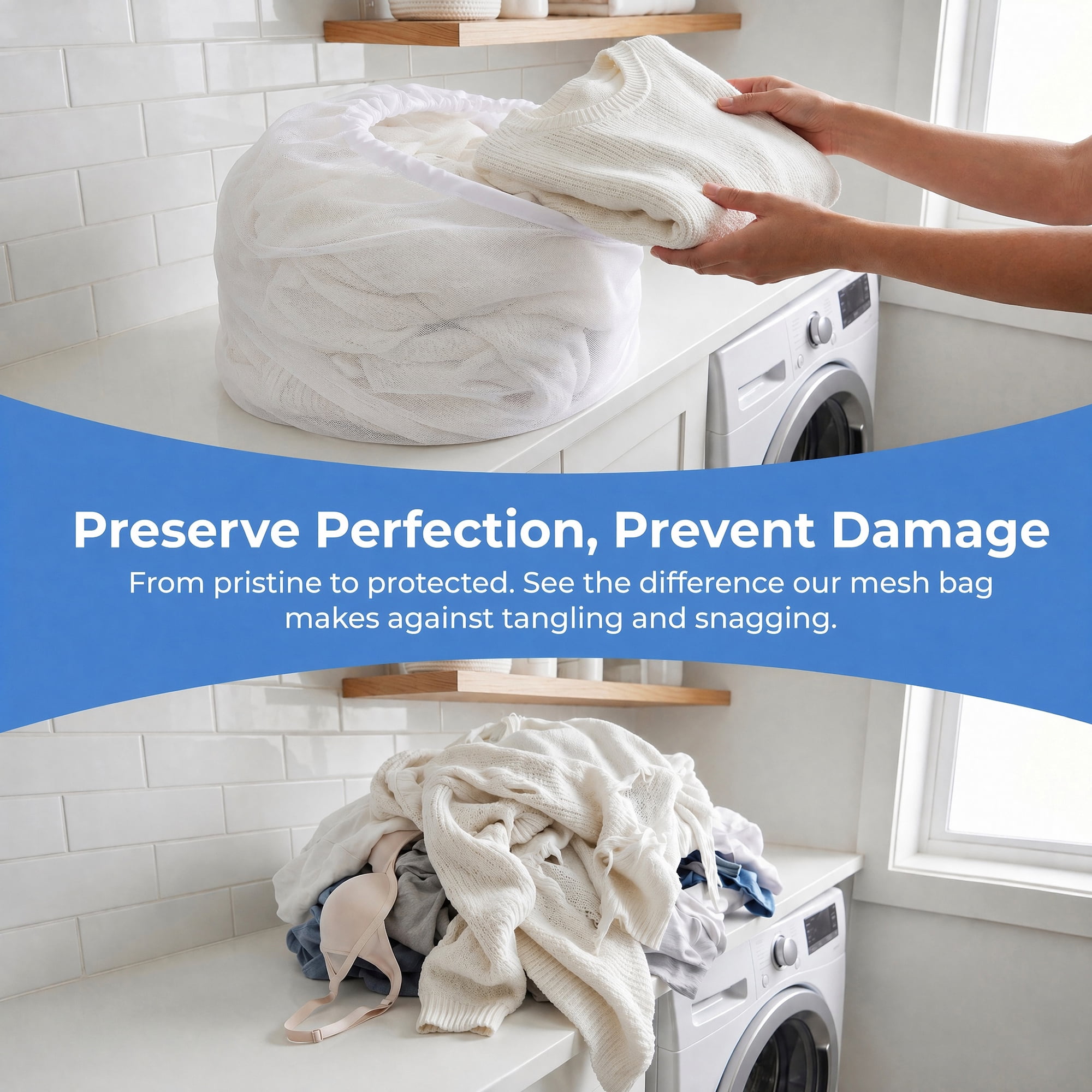 Unique Bargains 2 Pack Nylon Mesh Laundry Bags with Drawstring Closure for Socks White A 15.7"x19.7"