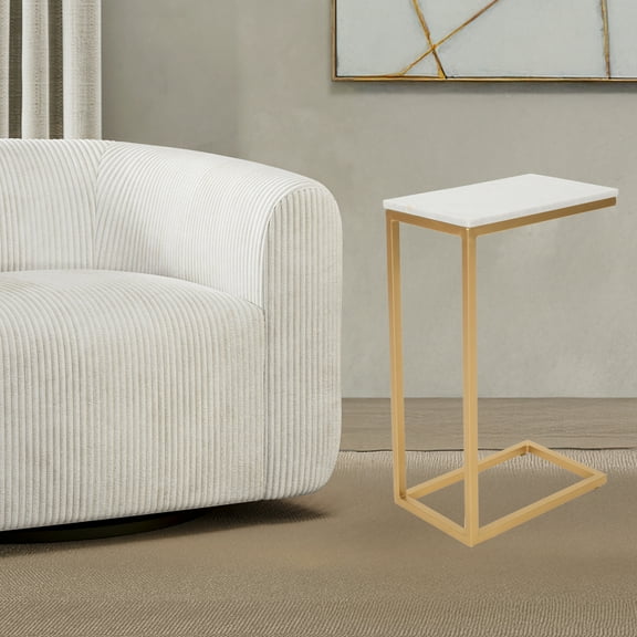 Jofran Aurora Solid Marble Modern Luxury Glam Accent C-Table (Set of 2)