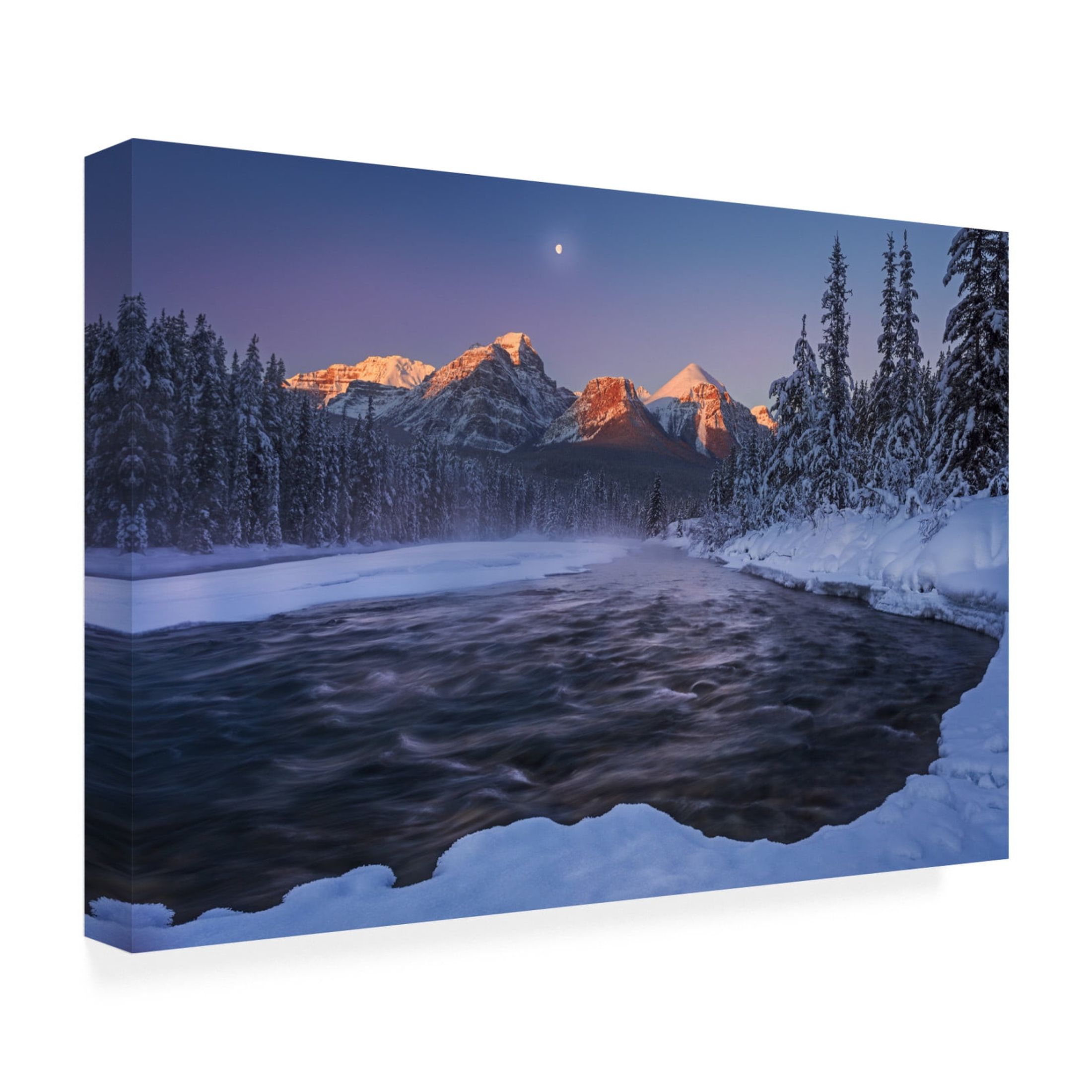 Canvas Wall Art - Andy Hu 'Winter Canadian Rockies' Wall Art for Living Room, Bedroom, or Office Décor by Trademark Fine Art - 19 x 12 Inches