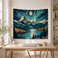 thumbnail image 4 of Moon Phases Over Reflective Lake with Evergreen Forest, Mystical Celestial Style for Nature Lovers, Mountain Moon Wall Art, Housewarming Gift Tapestry Wall Hanging for Bedroom and Living Room, 4 of 6