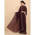thumbnail image 2 of Women Wine Embroidered Georgette Saree with Net Blouse Piece - 18340912, 2 of 7