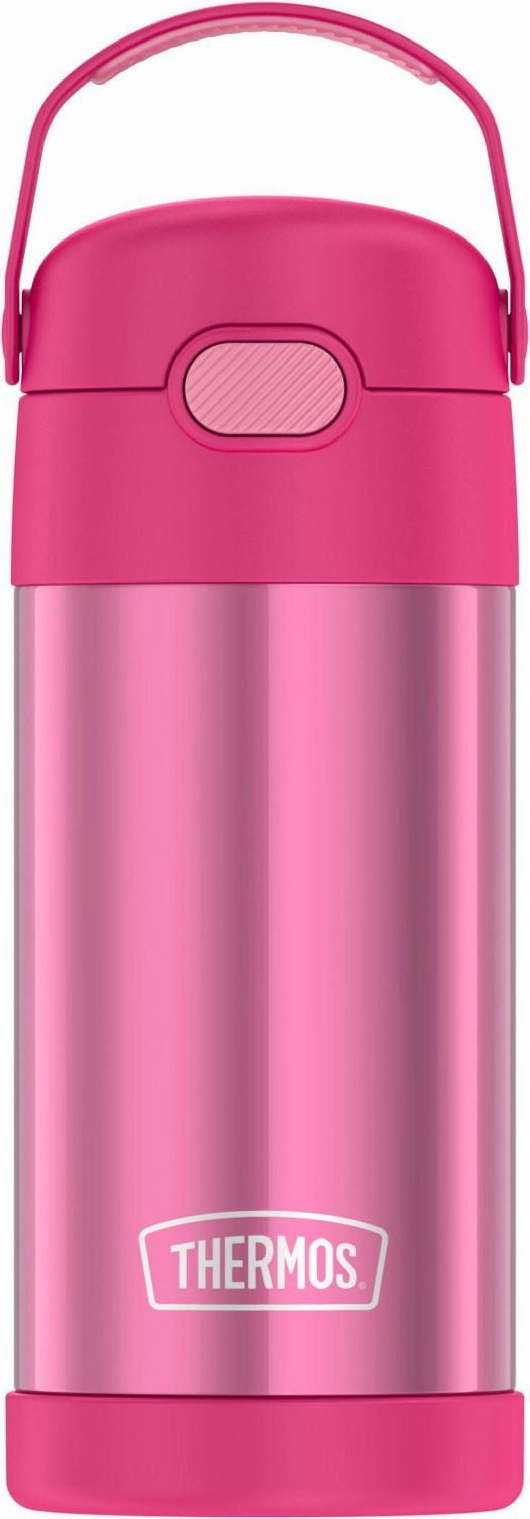 Thermos Kids Vacuum Insulated Funtainer Water Bottle with Flip Up Straw, 355ml, Pink, Pink, F40123PK