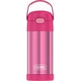 thumbnail image 1 of Thermos Kids Bouteille d'eau isolée sous vide avec paille rabattable, 355 ml, rose, 1 of 8