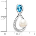 thumbnail image 2 of 10K White Gold Blue Topaz/Fwc Pearl/Diamond Infinity Chain Slide (Width 11.2) (Length 22.1) - Jbsp, 2 of 5