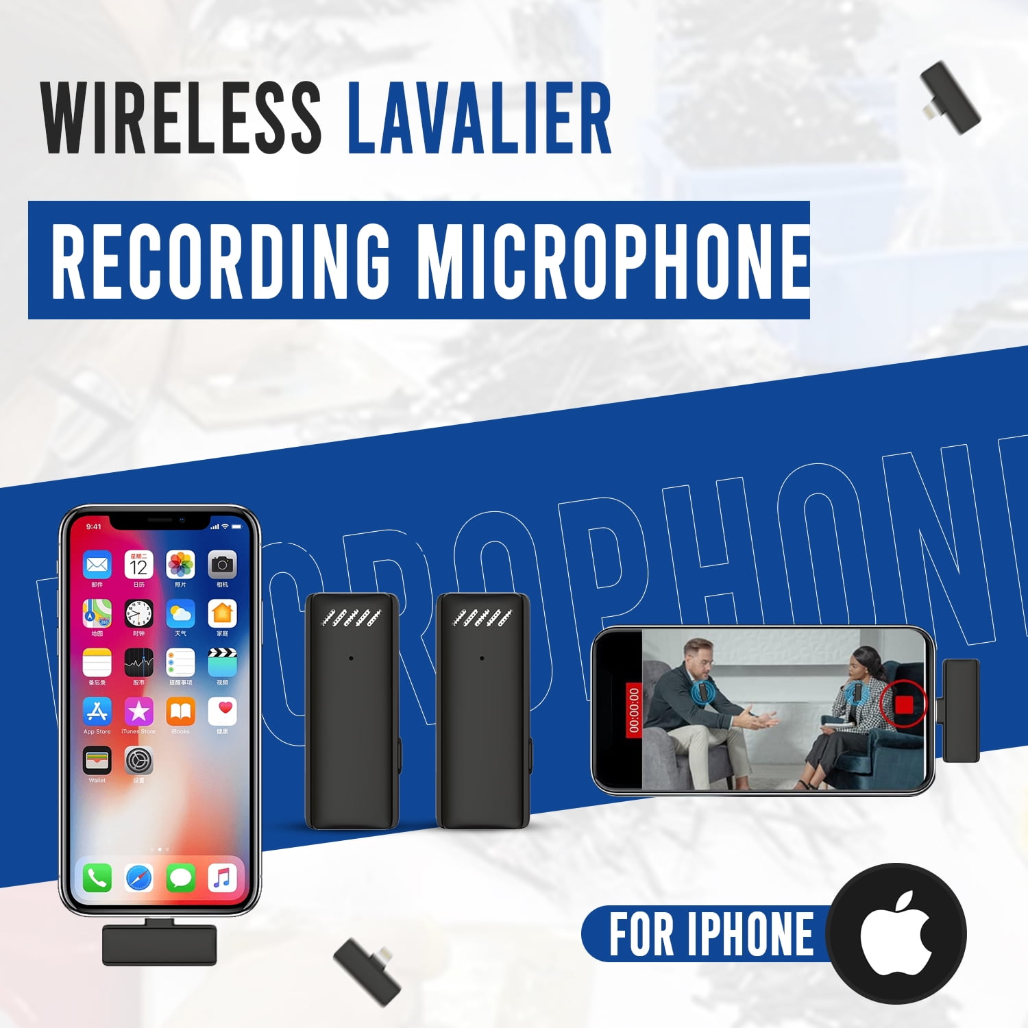Wireless Lavalier Microphone with Charging Case, Professional Wireless Microphone for iPhone, 360° HD Surround Sound Capture, Perfect for YouTube TIK Tok Live Streaming Vlogging