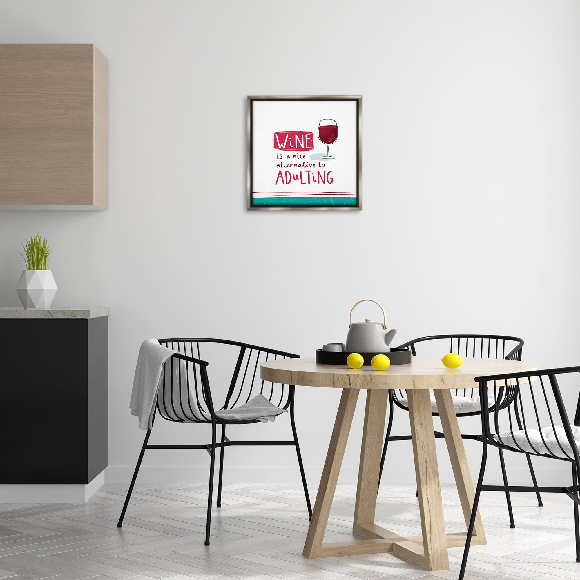 Stupell Industries Funny Wine Phrase Food & Beverage Painting Gray Floater Framed Canvas Art Print Wall Art, 18 x 18