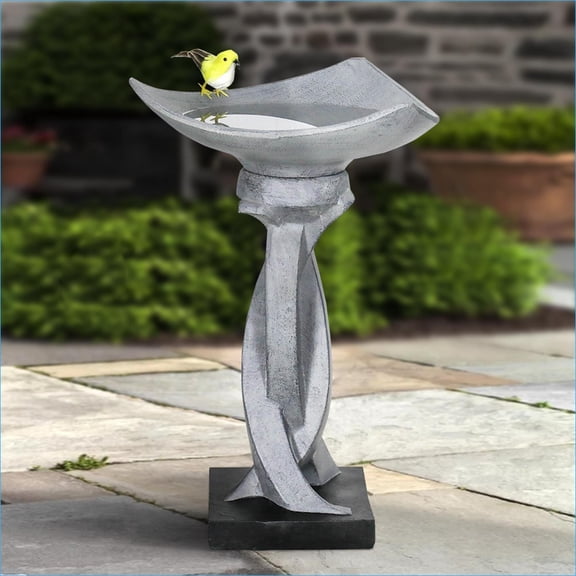 Bird Baths | Modern 22.8"H Outdoor Garden Decorative Bird Bath | Concrete Cement | Pedestal Birdbath Single Tier