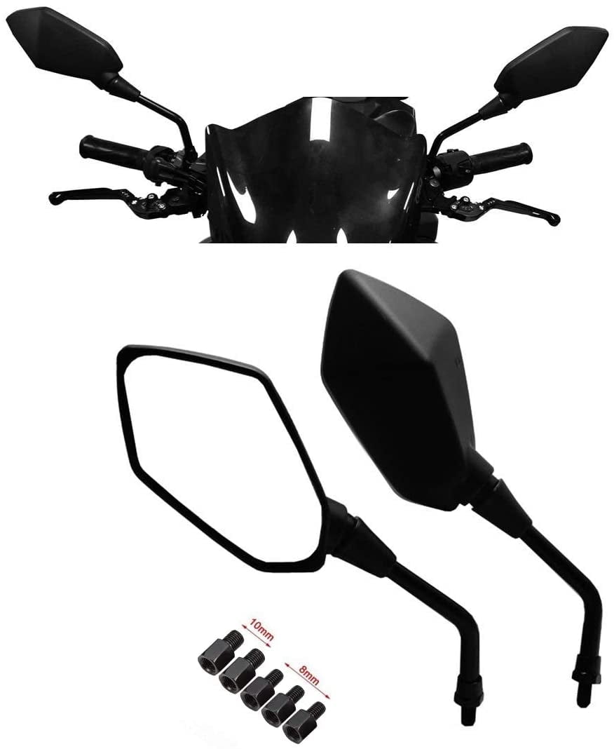 1Pair Universal Motorbike Rearview Mirror Adapter M10/M8 Clockwise Bolt-Steel