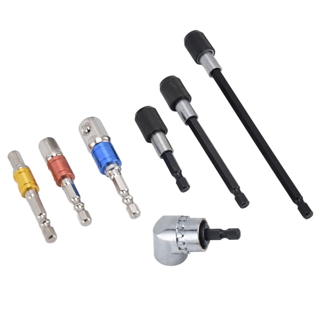 Impact Grade Power Hand Tools, Drill Adapter Set Lightweight Adjustable Angle 7Pcs For Nut Drivers For Electric Drills For Percussion Hole Saws