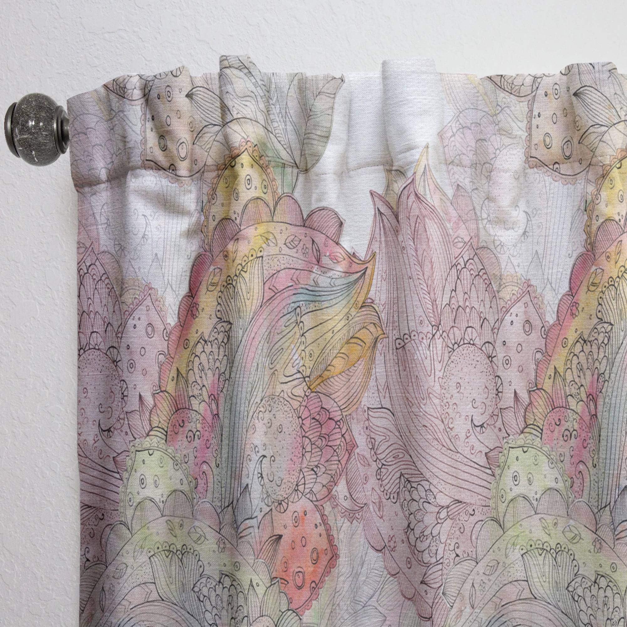 Designart 'Ethnic Motif With Watercolor' Bohemian & Eclectic Curtain Panel