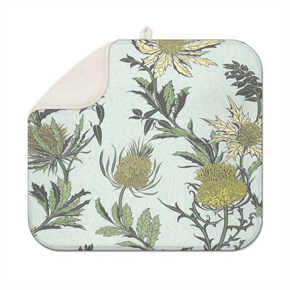 Microfibre Drying Mat for Kitchen Vintage Flowers Rustic (6) Dish Drying Drainer Mat Absorbent Drying Mat Washing Up for Glass, Plate & Cup 16inch X 18inch