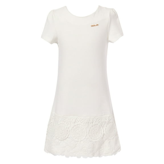 Richie House Little Girls White Lace Bottom Short Sleeve Elegant Dress 3/4