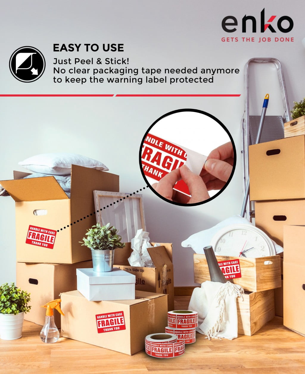Label & More 2 x 3 Inch Fragile Stickers Handle with Care Warning Packing Shipping Label - Permanent Adhesive (10 Roll, 5000 Labels)