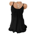 thumbnail image 1 of Women Lace Crochet Stitching Crew Neck Sleeveless Mini Dress, 1 of 3
