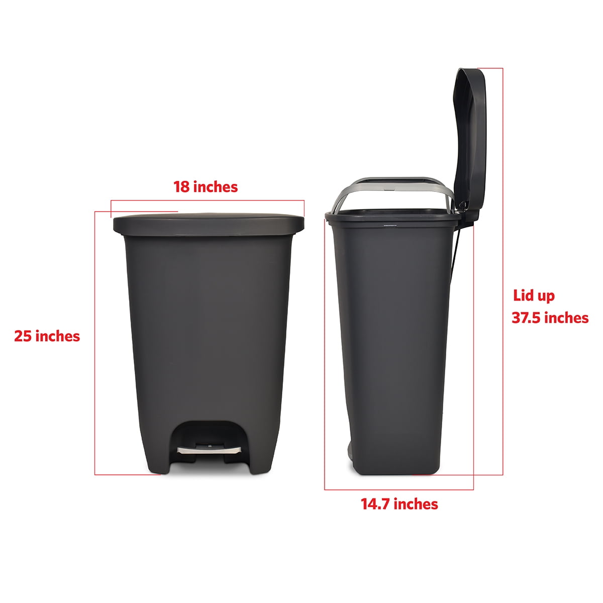 Glad Plastic Step Trash Can, 13-Gallon, Black (GLD-74130-1)