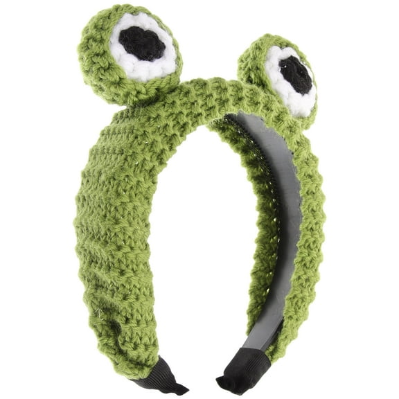 OUNONA Green Woolen Yarn Frog Headband for Face Washing Makeup and Hair Fixing Accessory