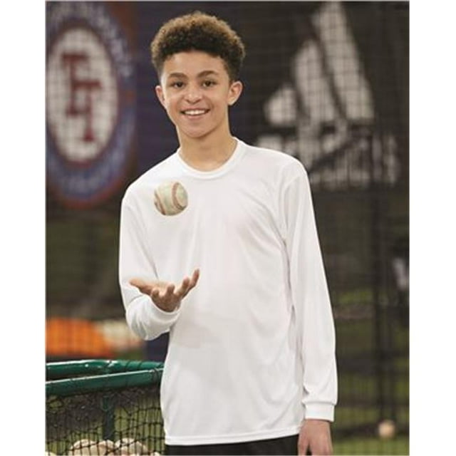 C2 Sport B04785006 T-Shirt à Manches Longues Performance pour Jeunes, Blanc - Extra Large