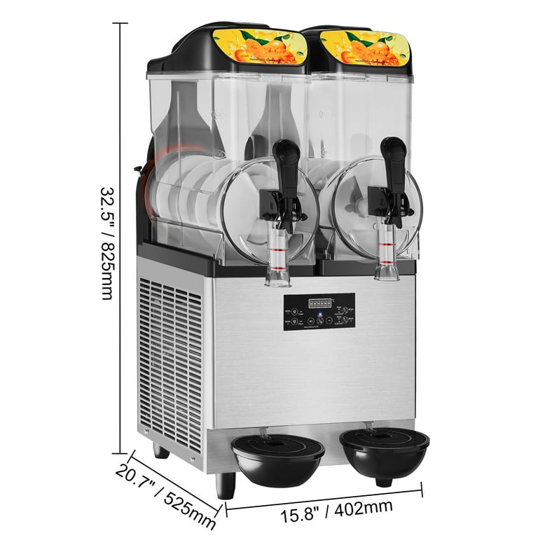 Phivve 844 oz. Silver Commercial Slushy Machine 950W 12L x 2 Tanks