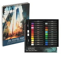 SoHo Urban Artist Extra Soft Oil Pastels Set of 24 & 9x12 Oil Pastel Pad Bundle – 20-Sheet Textured Paper for Blending, Layering & Drawing – Smooth, Pigmented Pastels & Acid-Free Sketchbook