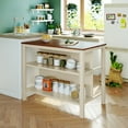 Rustic TOPMAX Solid Wood 3piece Stationary Kitchen Island Set with 2